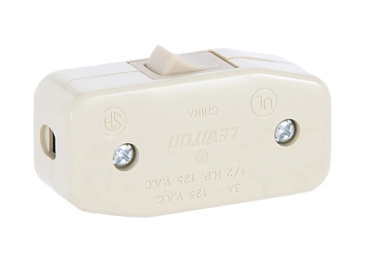 Ivory, Heavy Duty Inline ON-OFF Rocker Switch for Round Wire (48465i)