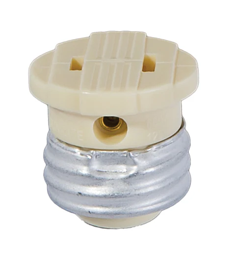 White Medium Base Socket to Outlet Adaptor (48717i)