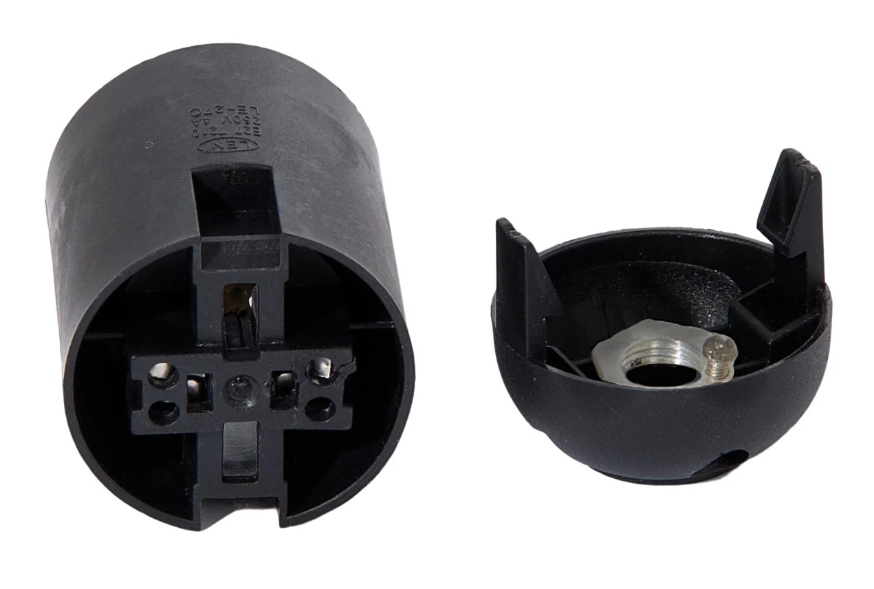Keyless 2 Piece Smooth Body Black Phenolic E26 Socket, Quick Connect Terminals (47610B) - Image 5