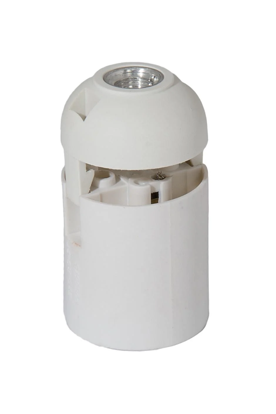 Keyless 2 Piece Smooth Body White Phenolic E26 Socket, Quick Connect Terminals (47610W)