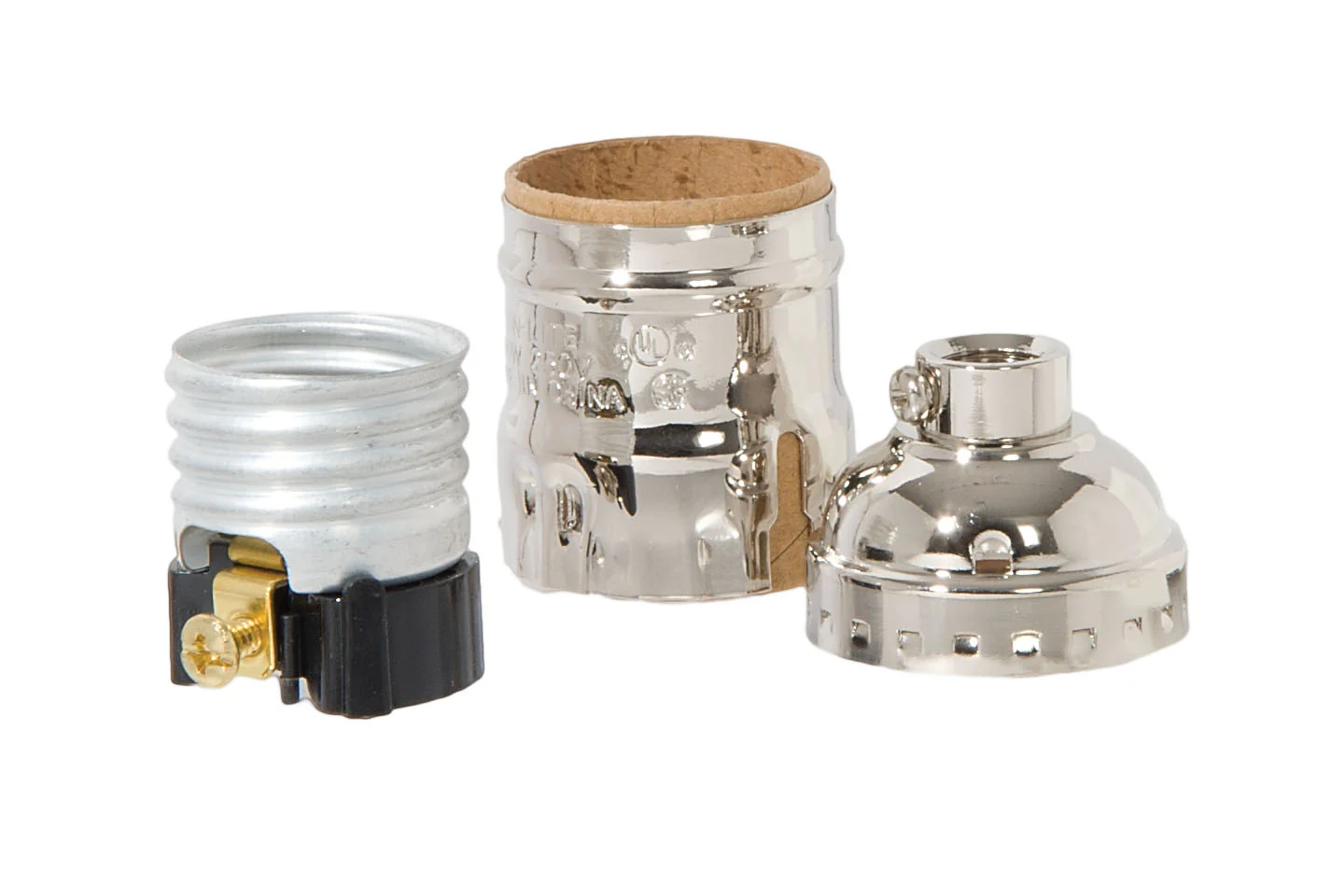 Nickel Plated Finish Keyless Early Electric Style Lamp Socket, No UNO thread (48291N) - Image 2