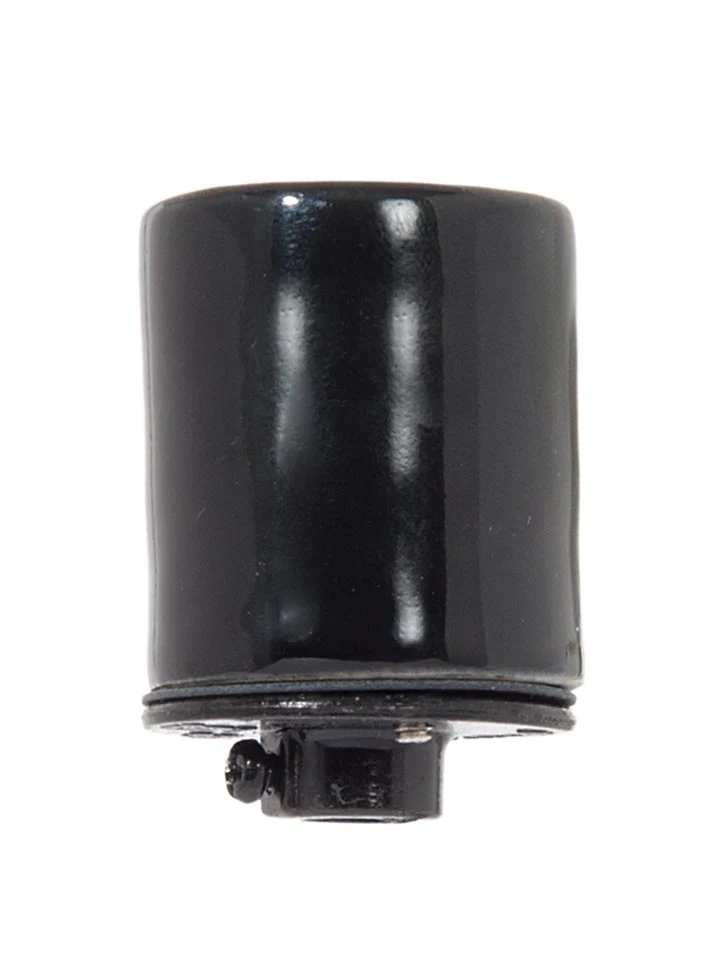 Keyless Glazed Black Porcelain E-26 Socket, Bottom 1/8 IP Metal Cap (48096) - Image 2