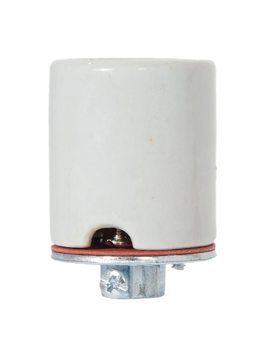 Keyless Glazed Porcelain E-26 Socket, 2 Wire Ways, 1/8 IP Metal Cap with Set Screw and Copper Screw Shell (47755) - Image 4