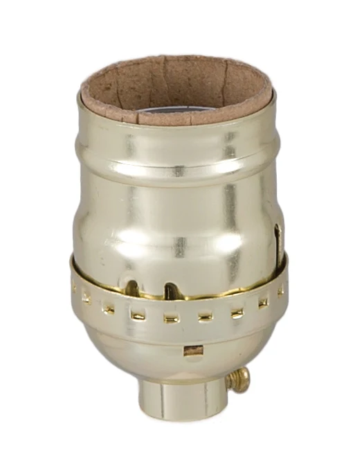 Keyless Aluminum Lamp E26 Socket, Brass Plated Finish, 1/8IP (48348)