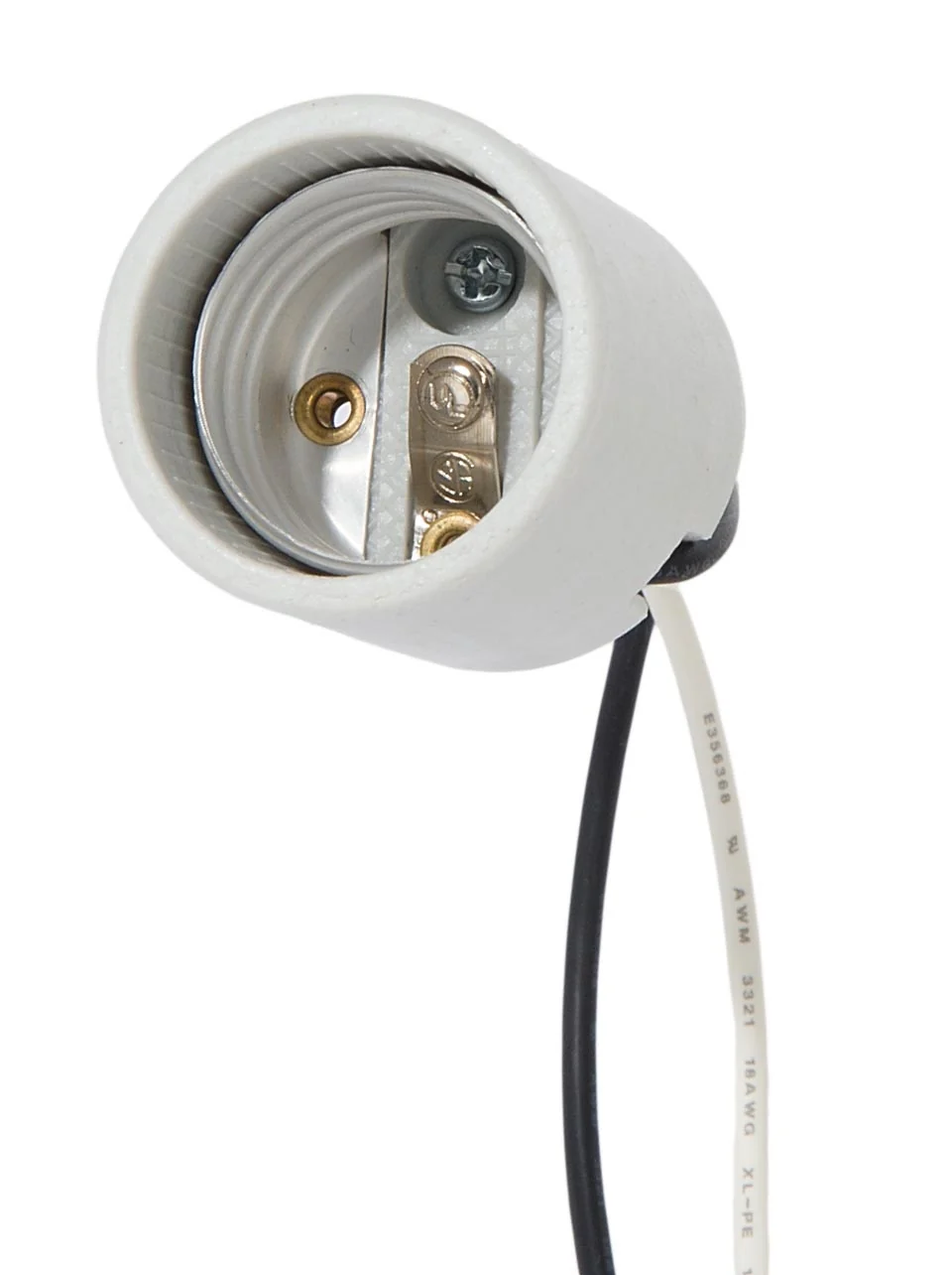 Keyless Unglazed Porcelain E-26 Base Socket, 18 Inch Wire Leads (47748) - Image 2