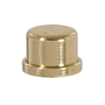 Knob Style Brass Lamp Finial Polished & Lacquered 9/16" Tall x 3/4" Diam, 1/4-27F Tap (20991)
