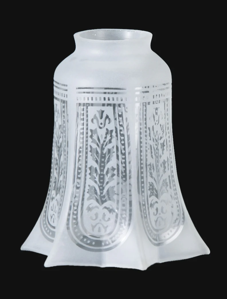 5-3/4 inch tall Long Etched Filigree Fixture Shade, 2-1/4 inch lip fitter (08413)
