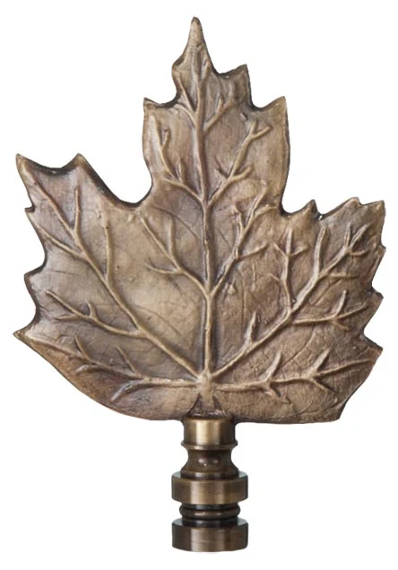 Cast Metal Maple Leaf Lamp Finial, 3-3/4" Tall (11076A)