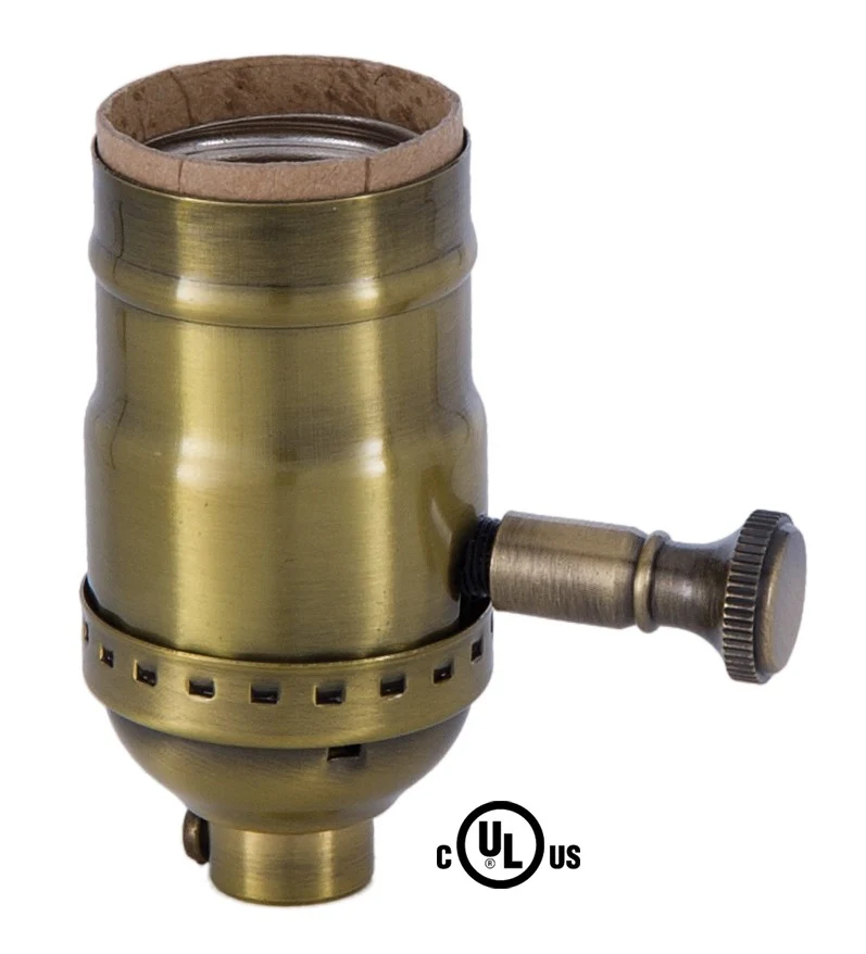 Med. Base Full Range DIMMER Socket, Solid brass shell with antique brass finish (47667A) - Image 2