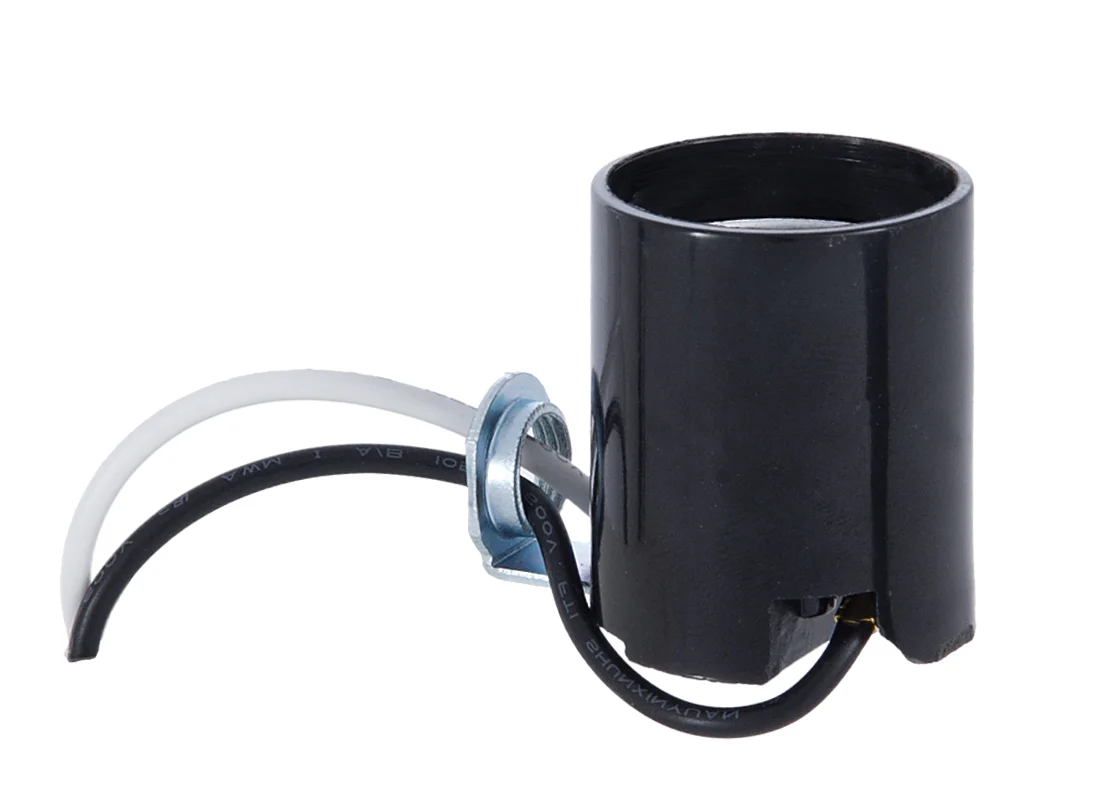 Medium Base Lamp Socket With Side Mount 1/8F Hickey and 9" Wire Leads (47695)