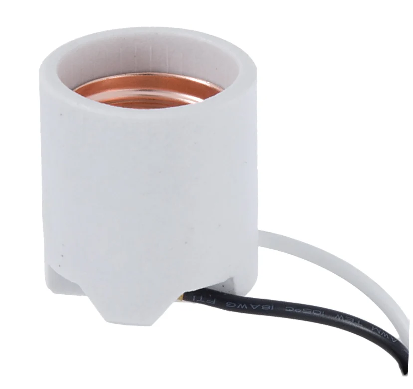 Medium Base Porcelain Socket with 8.5" Wire Leads & 8-32 Bushing for Surface Mount (47723)