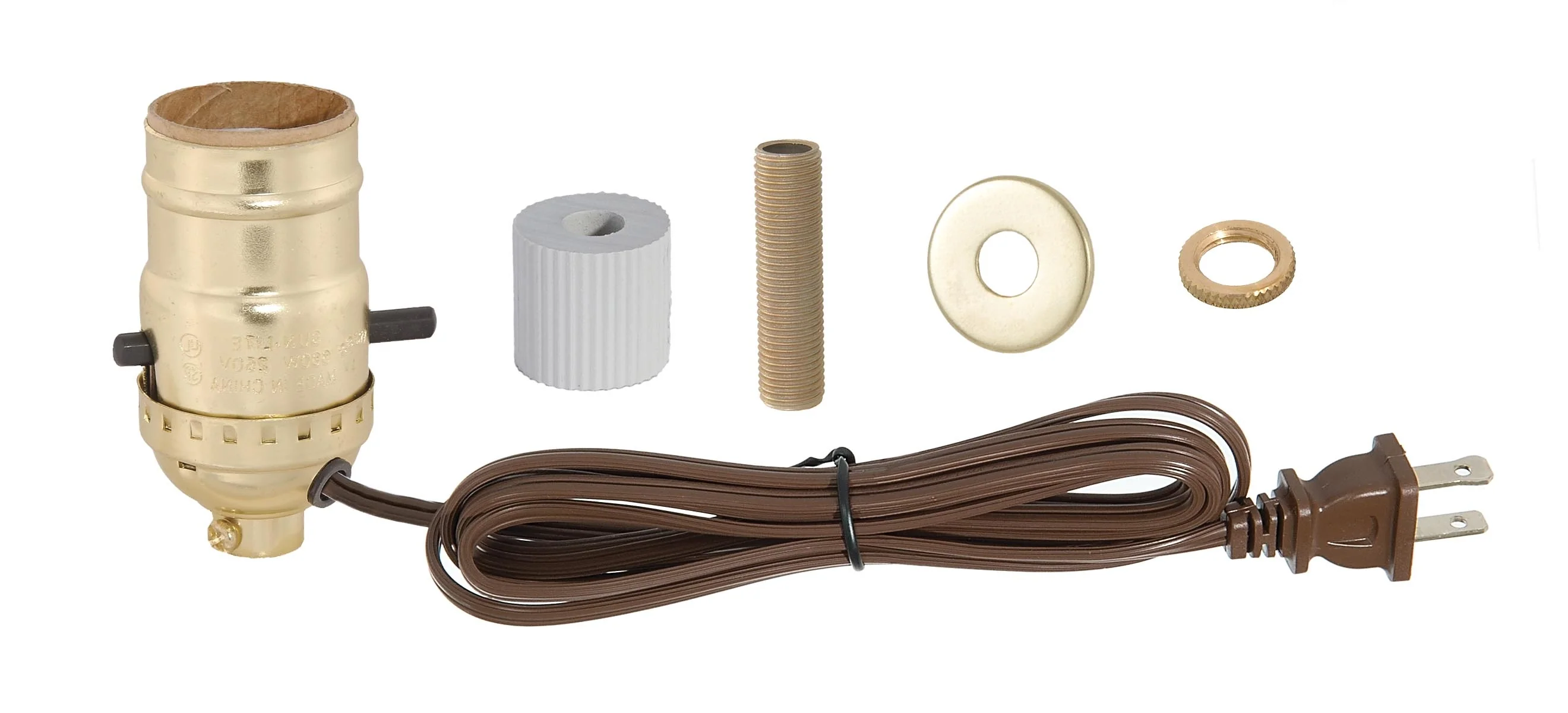 Medium Base E-26 Pre-wired Bottle Kit with 3/4 Inch Adapter, Brown Cord (30566B)