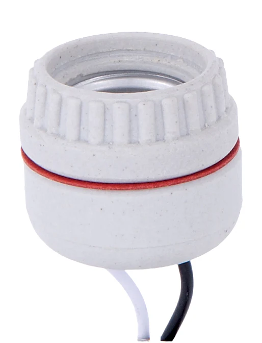 Porcelain Medium Base, 2-Piece Sign Receptacle for 1-7/16" Diameter Hole with 8" Leads (48118i)