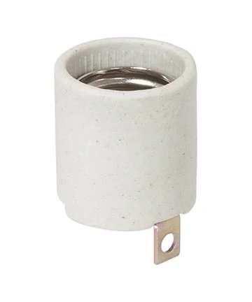 Medium E26 Size Unglazed Porcelain Keyless Lamp Socket, 8-32F Side Mount Bracket (47775) - Image 2