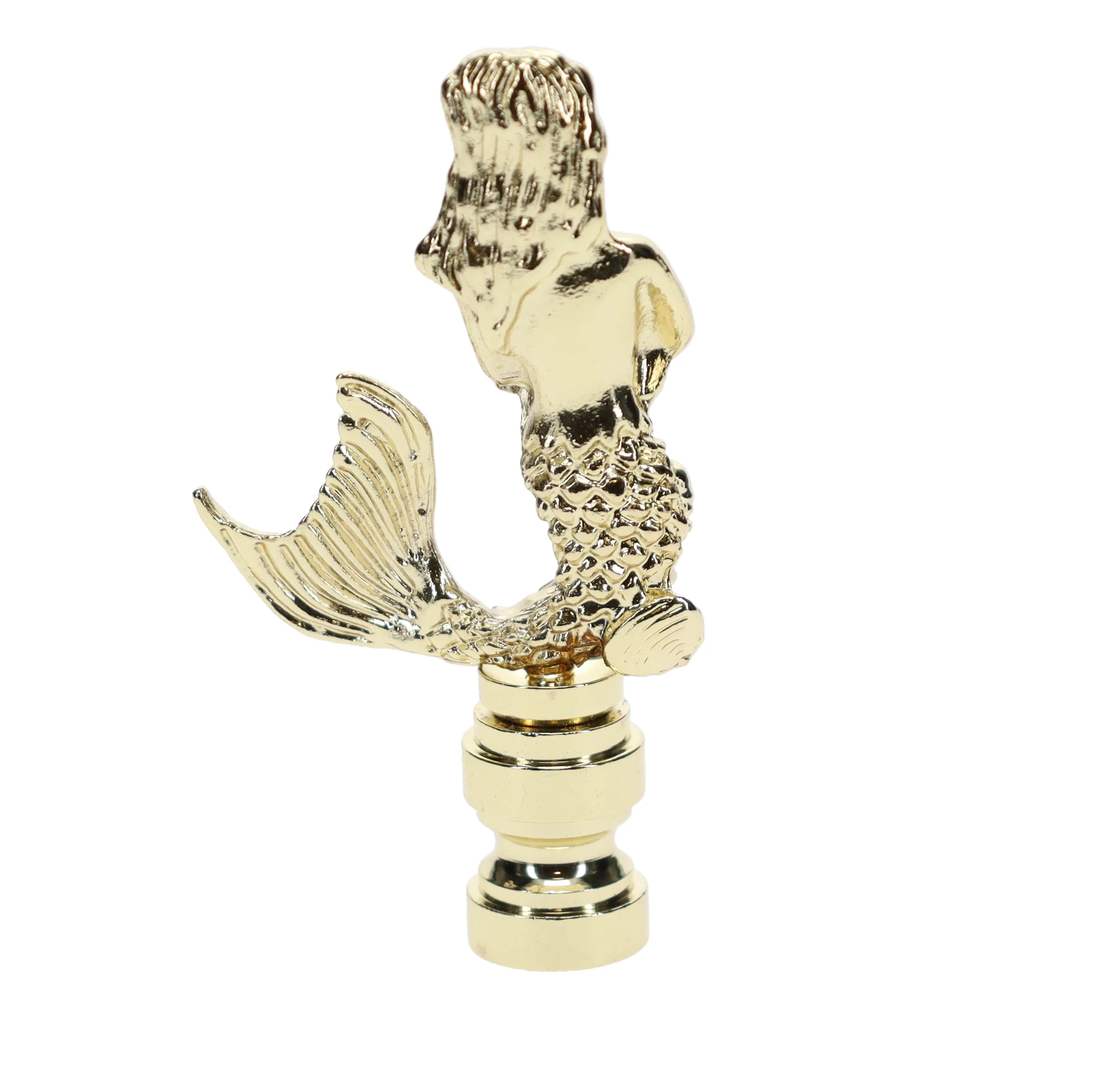 2-7/8" Tall Mermaid Design Solid Brass Finial 1/4-27F Tap (11262) - Image 3