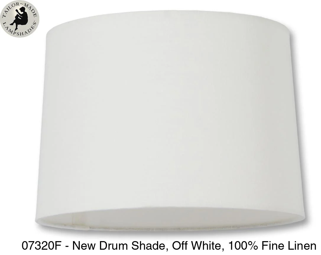 New Drum Style Lamp Shades - Off White Color, 100% Fine Linen Material (07320F) - Image 3