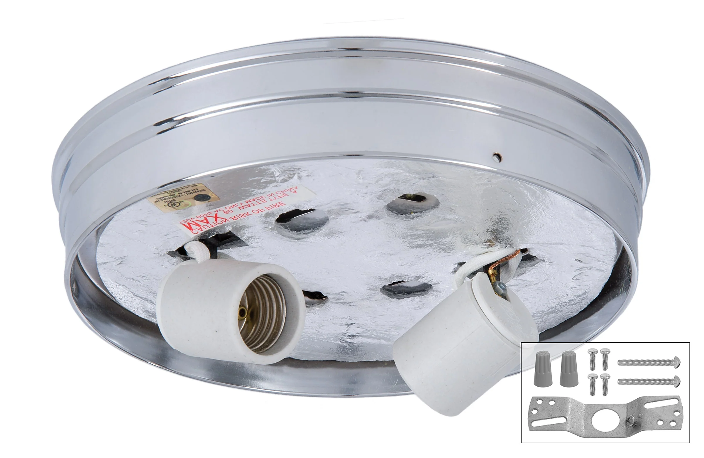 Nickel Finish Flush Mount 8 Inch Wired Shade Holder (11832N)