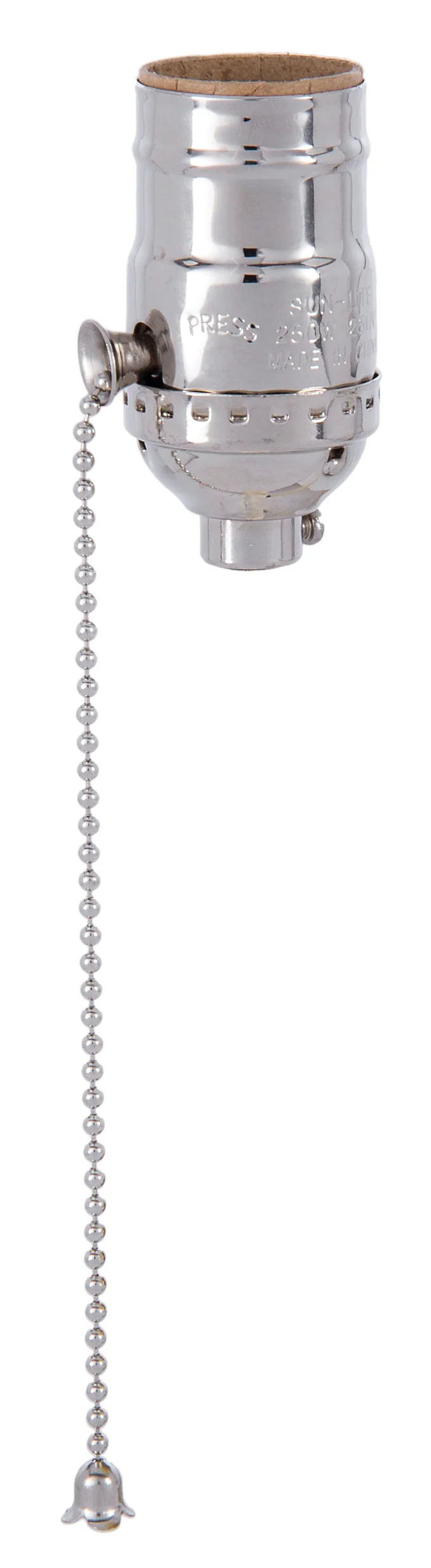 Nickel Finish Brass Pull Chain Socket, No UNO Thread (48286N) - Image 2