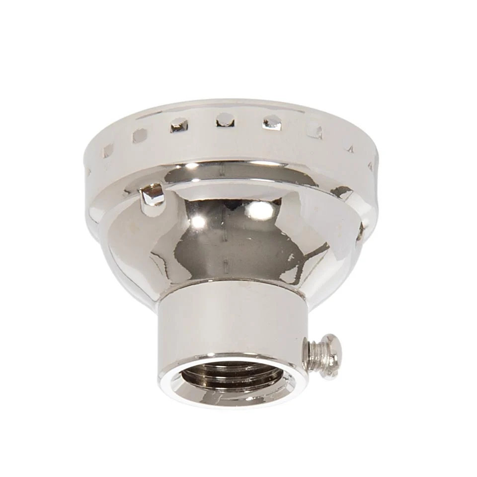 Nickel Plated Brass Medium Lamp Socket Cap With Set Screw, 1/4 IP (40299N)