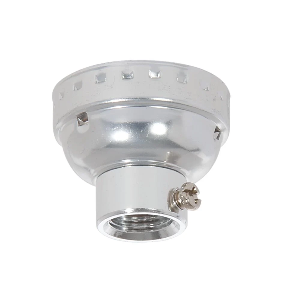 Nickel Plated Finish Aluminum E-26 Socket Cap With Set Screw, 1/4 IP (40299SN)