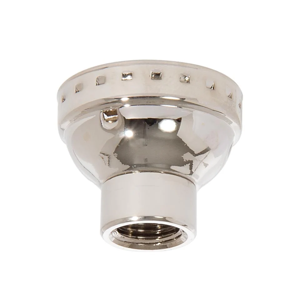 Nickel Plated Finish Brass E-26 Socket Cap, No Set Screw, 1/4 IP (40298N)