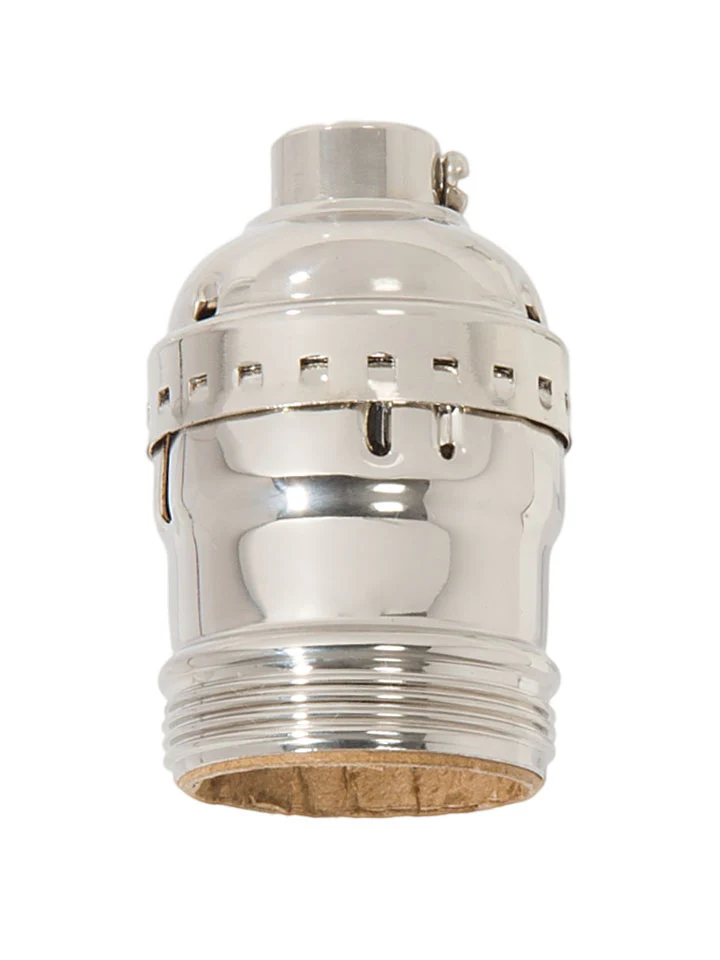 Nickel Plated Finish Keyless Early Electric Style Lamp Socket, UNO Thread Shell (48290N)