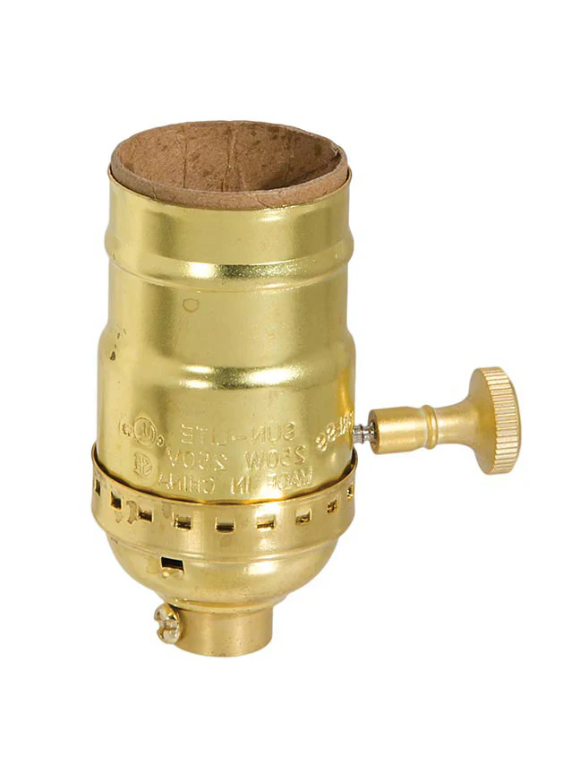 No UNO Thread Unfinished Brass Turn Knob Style Lamp Socket, E-26 Size, Choice of Turn Knob Interior (48273U)