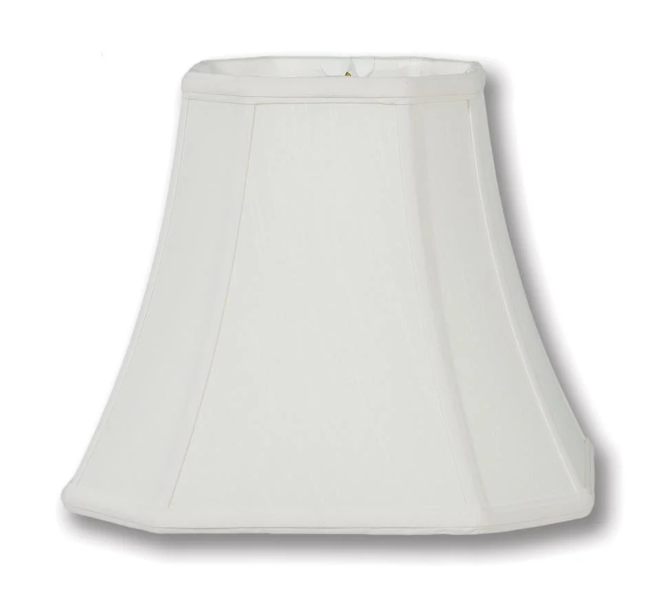Cut Corner Square Lamp Shades - Off White Tissue Shantung Material (07175W)
