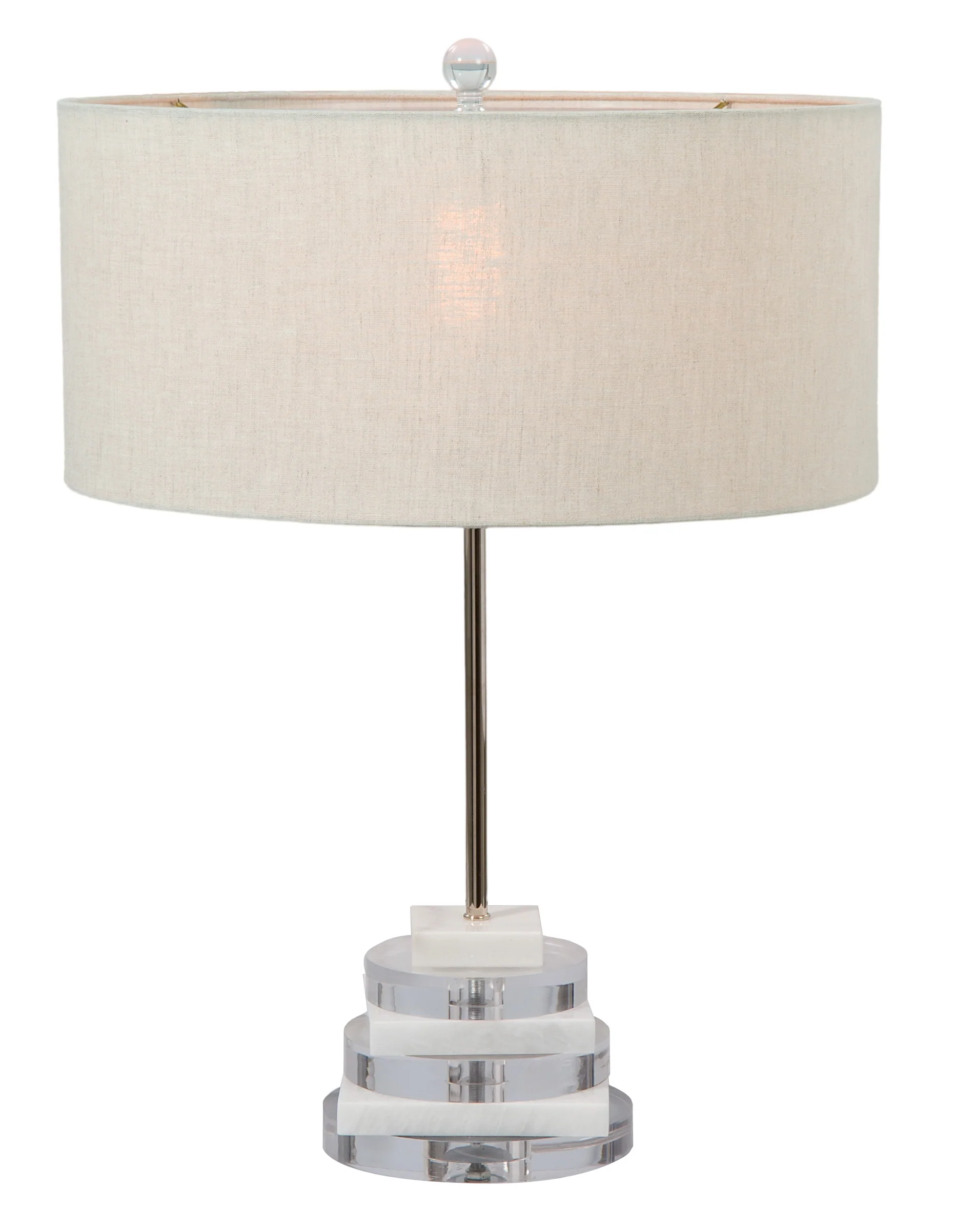 Mid Century Shallow Drum Lamp Shades - Off White Color, 100% Fine Linen (07208F) - Image 2