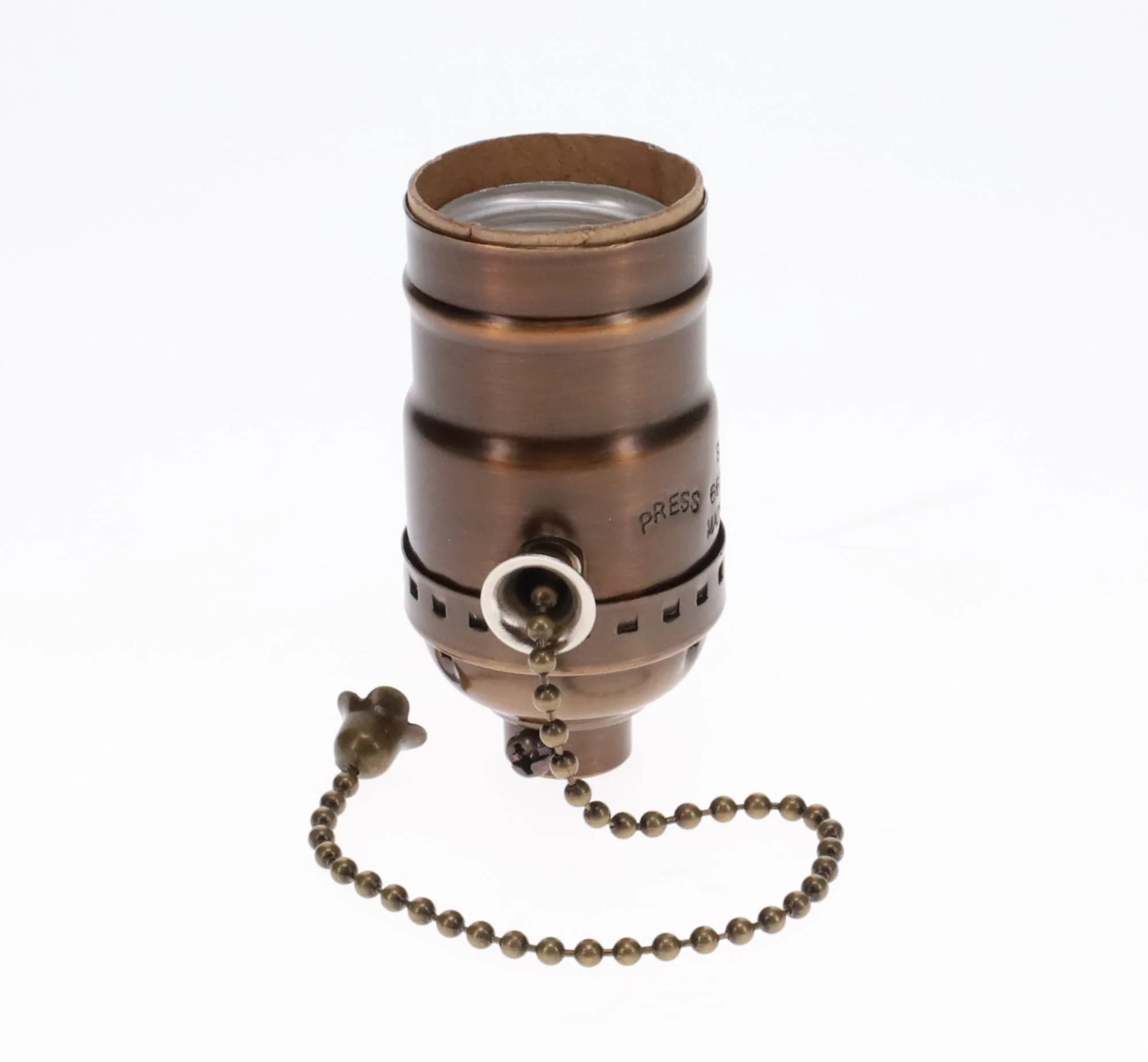 On/Off Pull Chain Solid Brass Socket, No UNO Thread, Antique Bronze (48286B) - Image 2
