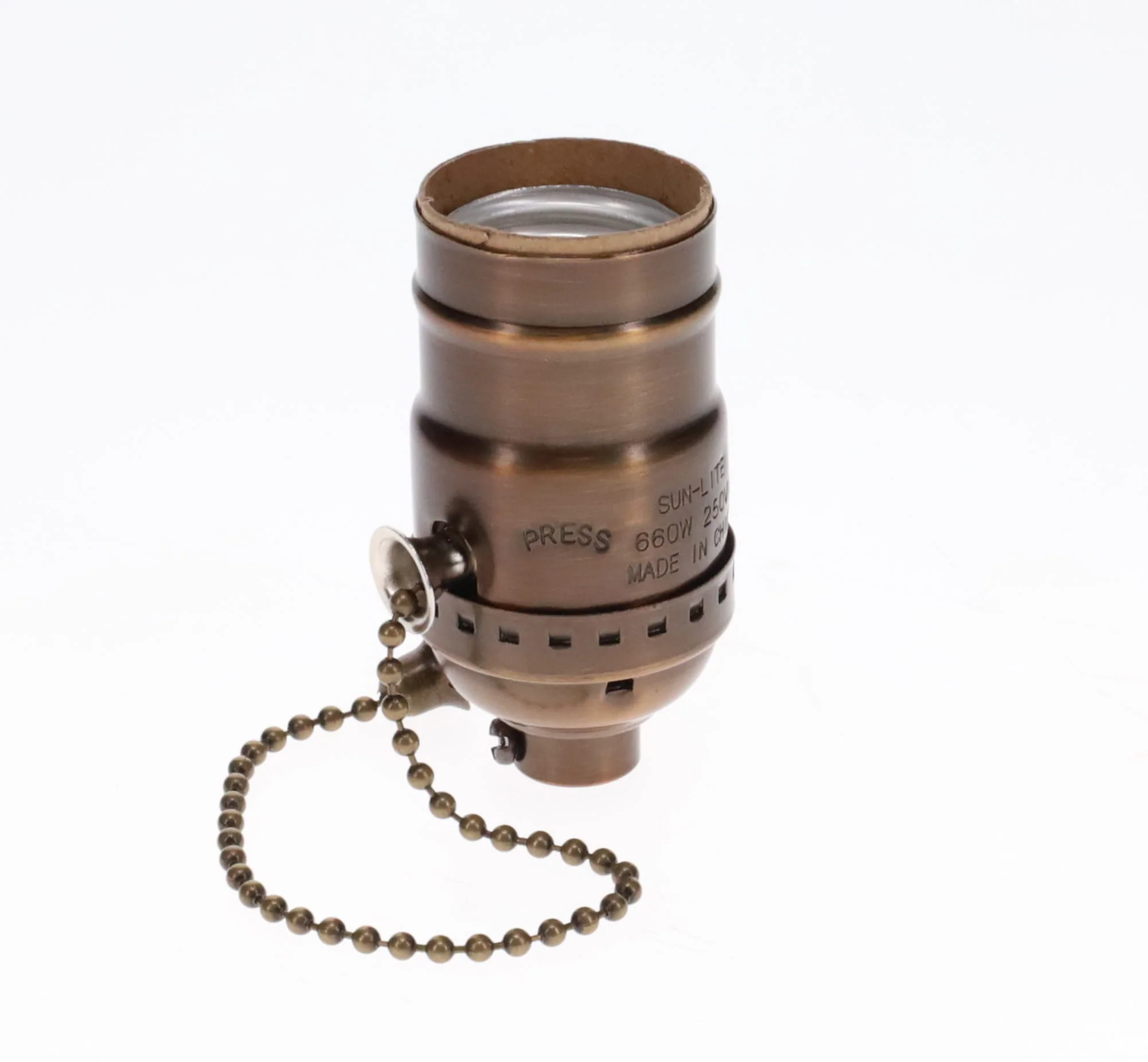 On/Off Pull Chain Solid Brass Socket, No UNO Thread, Antique Bronze (48286B) - Image 3