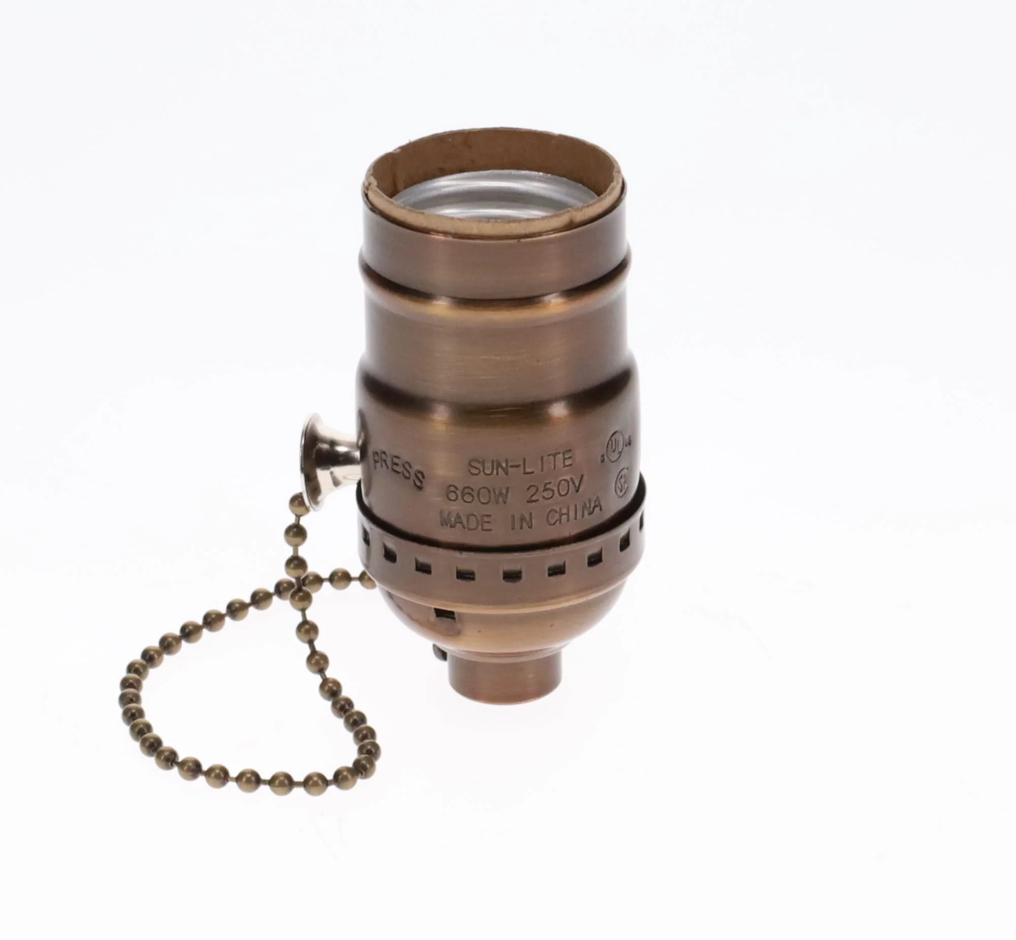 On/Off Pull Chain Solid Brass Socket, No UNO Thread, Antique Bronze (48286B) - Image 4