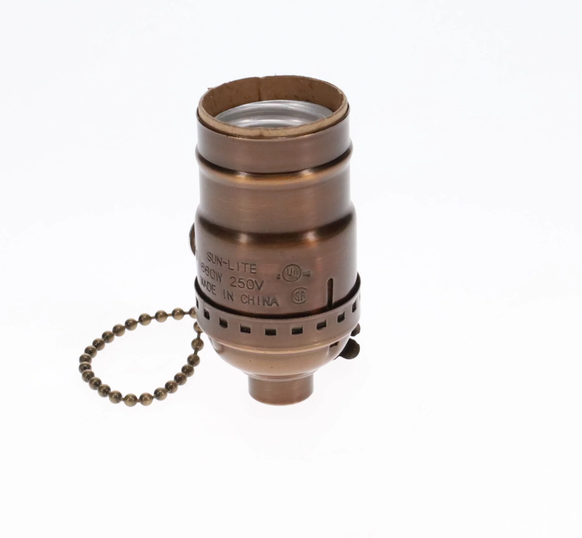 On/Off Pull Chain Solid Brass Socket, No UNO Thread, Antique Bronze (48286B) - Image 5