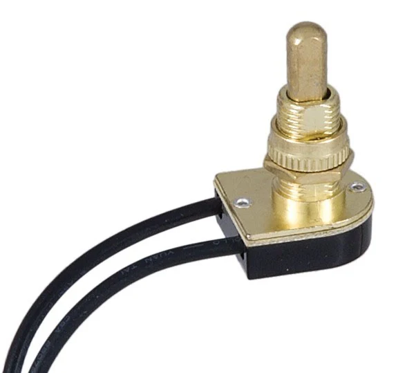 On-Off Push Canopy Switch with brass plated knob, 5/8"shank (40407)