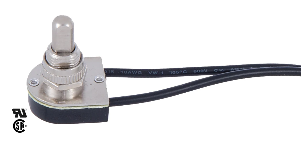 On-Off Push Canopy Switch with nickel plated knob, 3/8" shank (40401N)