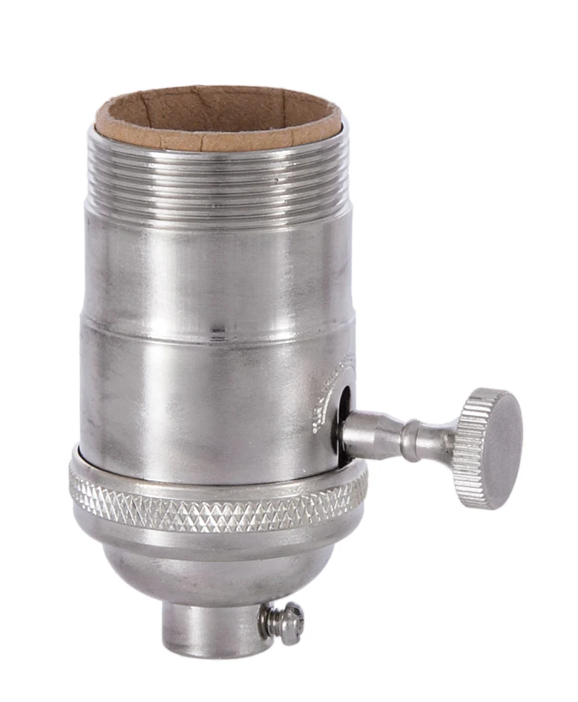 On-Off, Turned Brass Lamp Socket (E26) with Satin Nickel finish, UNO Thread (48242SN)