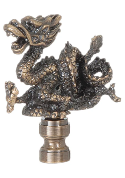 2-5/8" Tall Oriental Dragon Lamp Finial 1/4-27 Tap (11077A)