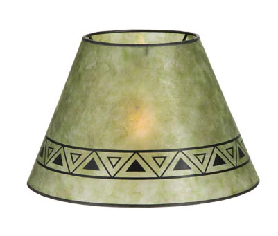 Craftsman Green Color Empire Shaped Mica Lamp Shades with Print, 1" Recessed UNO Fitter (05709E)