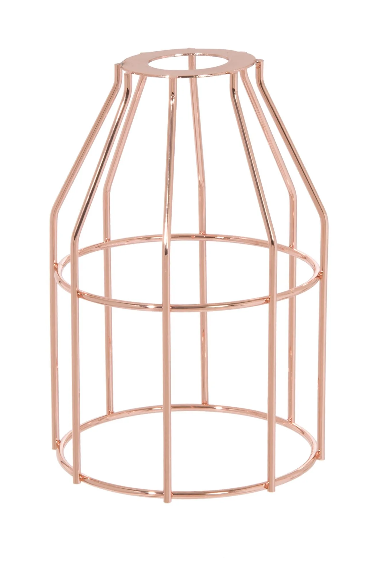 Polished Copper Finish Steel Wire Bulb Cage, Slip On Washer Type (08376C)