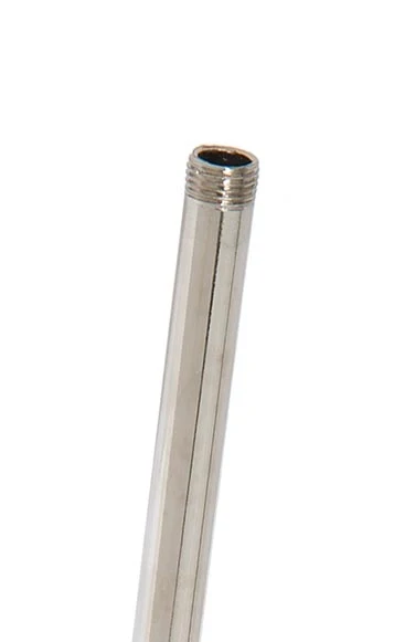 Polished Nickel Finish Steel Fixture Stem Lamp Pipe, Ends Threaded 1/8IPS - Choice of Length (22249PN)