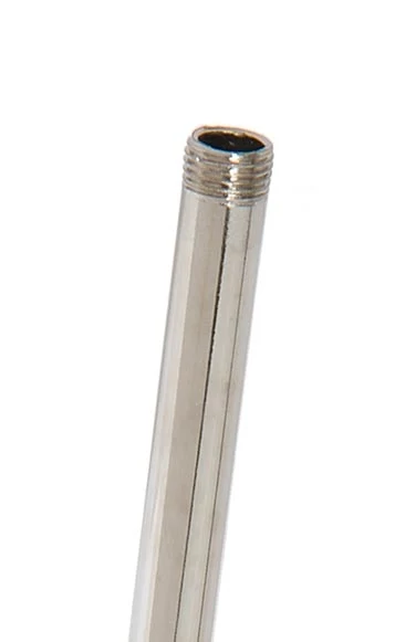 Polished Nickel Steel Fixture Stem Lamp Pipe, Both Ends Threaded 1/4 IP - Choice of Length (22248N)