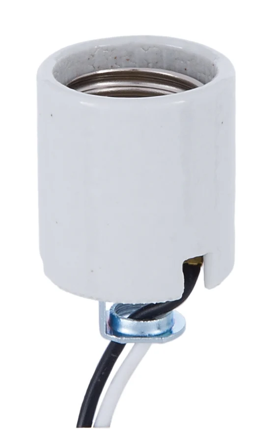 Medium Base Porcelain Socket With Hickey and 42" Lead Wires (47716L42)