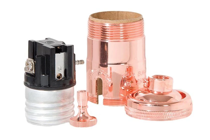 Premium Polished Copper Finish Heavy Turned Brass 3-Way Interior UNO Thread Socket (48240C) - Image 2