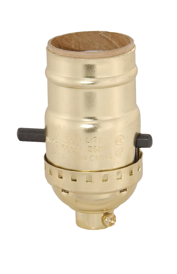 Push-Thru Medium Base Lamp Socket with Brass Plated Finish (48341) - Image 2