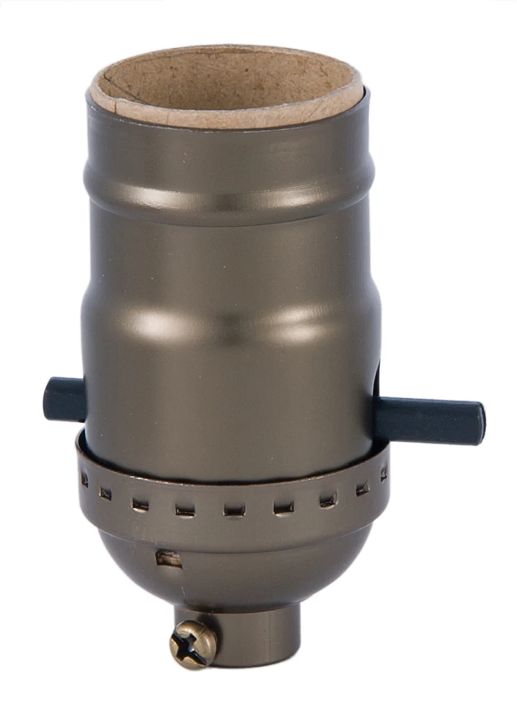 Push-Thru Medium Base Lamp Socket with Antique Brass Finish (48341A) - Image 2