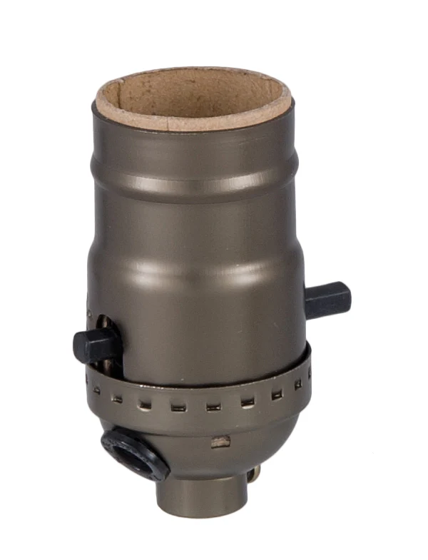 Push-Thru Medium Base Lamp Socket with Antique Brass finish and SIDE CORD OUTLET Cap (48340A)
