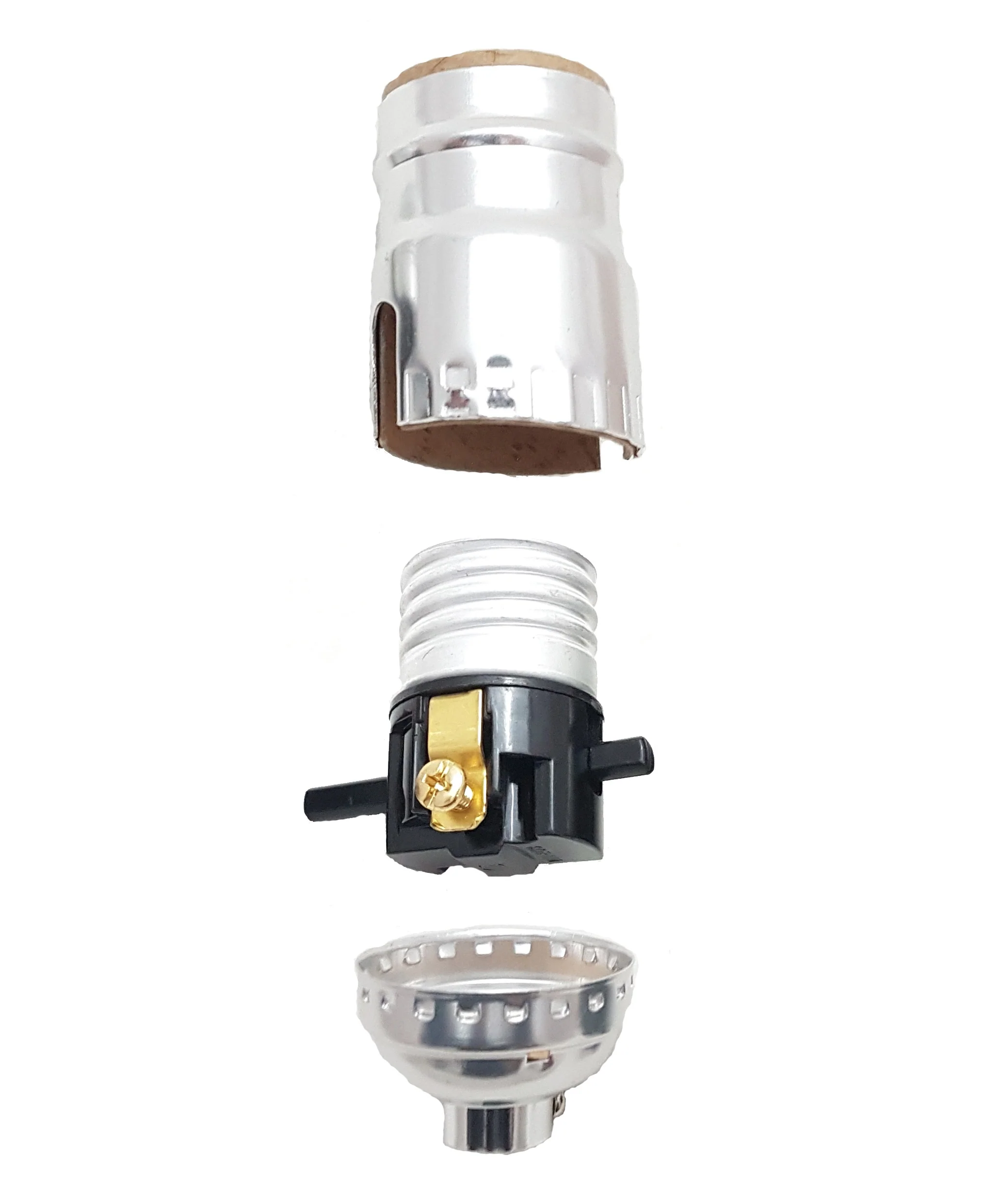 Push-Thru Medium Base Lamp Socket with Nickel Finish (48341N)