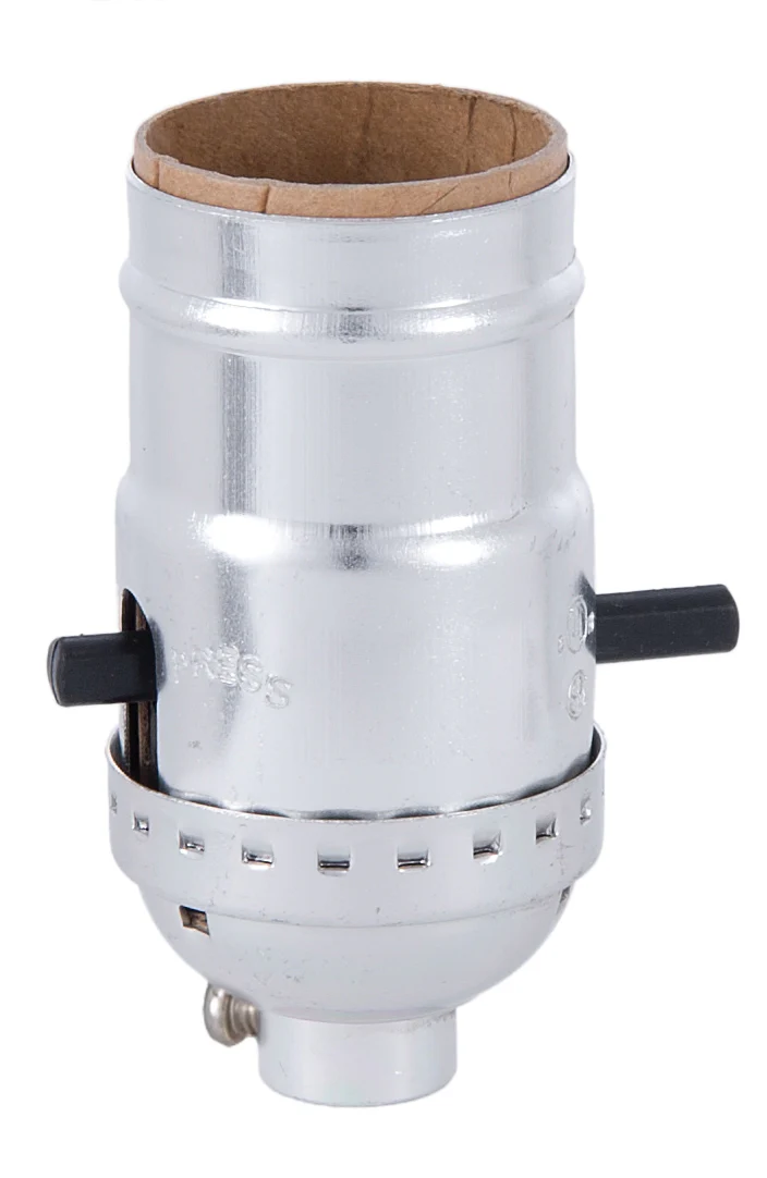 Push-Thru Medium Base Lamp Socket with Nickel Finish (48341N) - Image 2