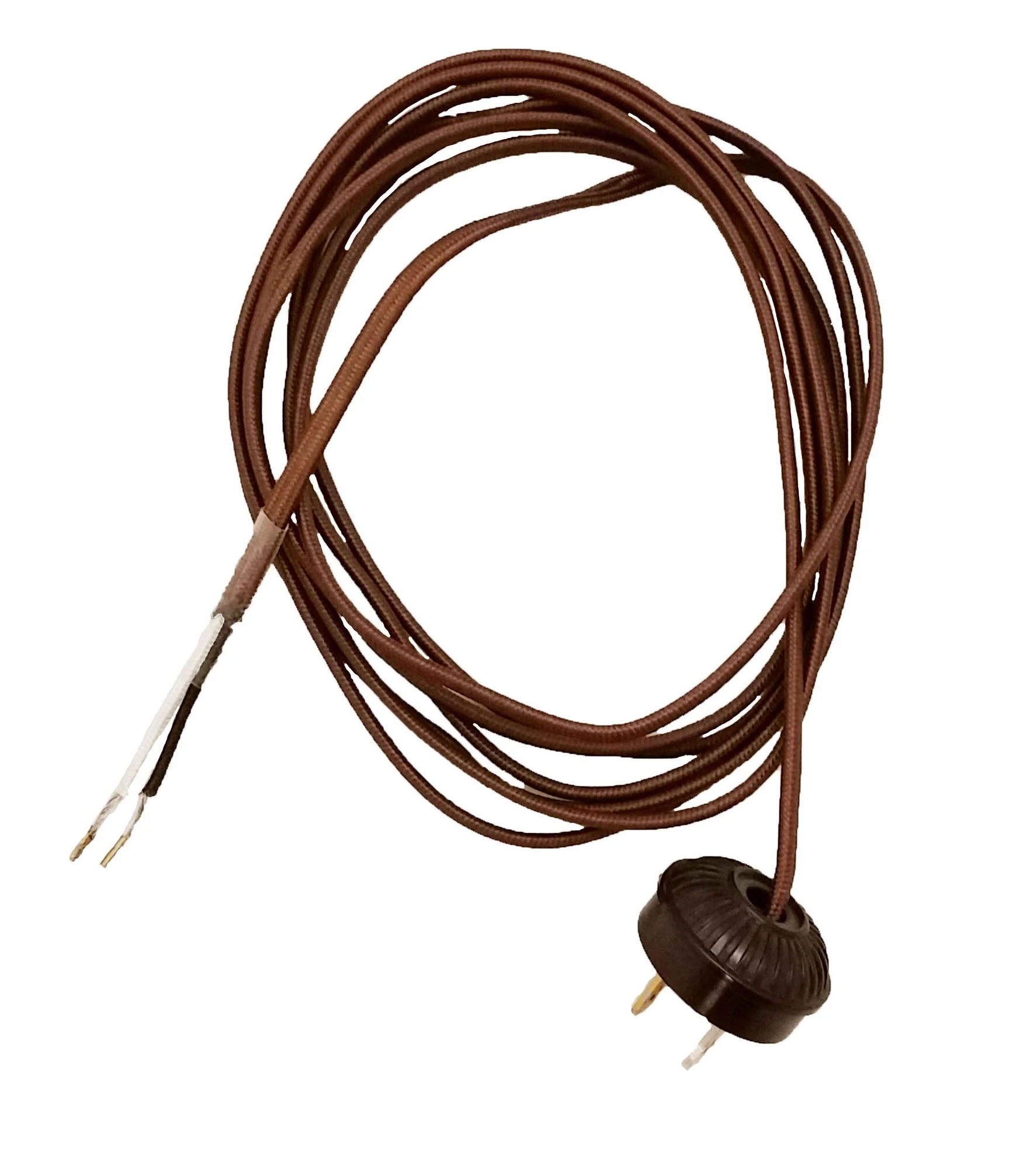 Rayon Lamp Cord - Wire Set with Antique Style Plug, CHOICE OF 2 COLORS AND 2 STYLES (46860)