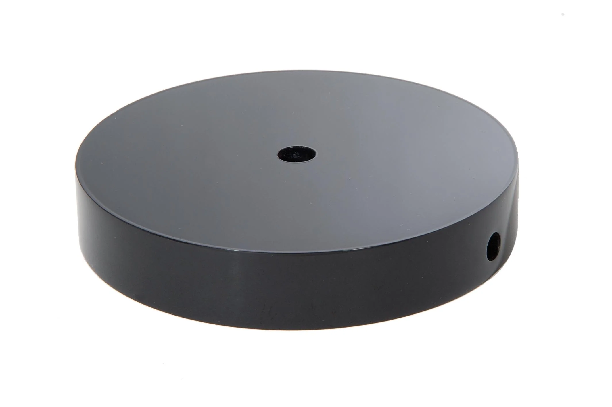 Round Black Acrylic Base w/ Wire Way, Choice of Dia. (10282BK)